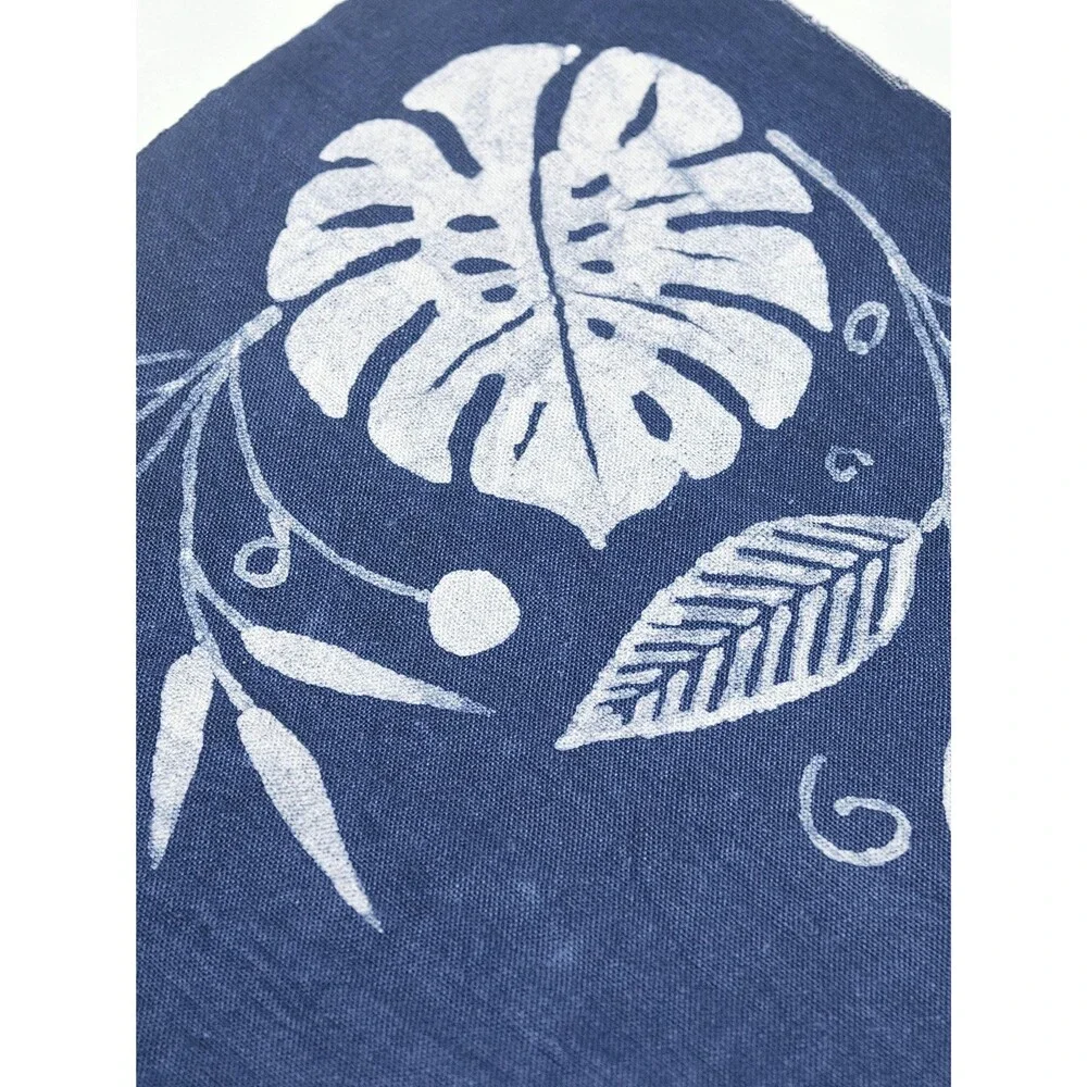 Handmade Indigo Batik Monstera Placemats, Botanical Table Mats, Kitchen Dining